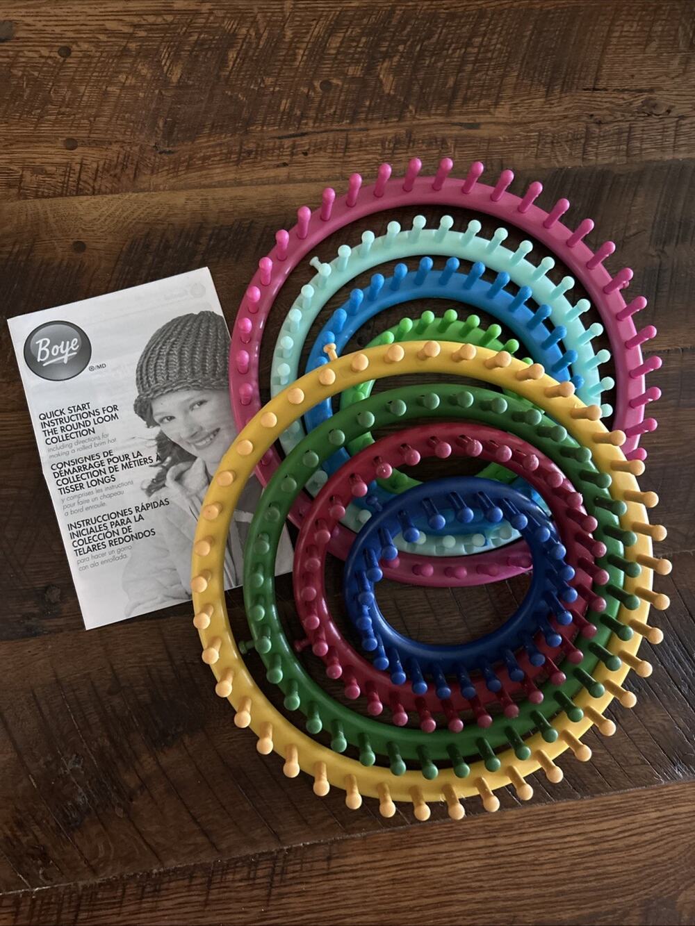 2 Sets Round Knitting Looms (8) w/ Cap Instructions Boye Mixed Lot Homeschool?